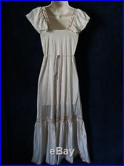 60's Vintage Gillies Jrs Floral Peasant Girl Corset Maxi Night Gown Slip Dress S