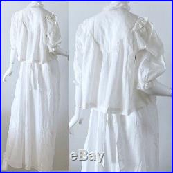 60s Eve Stillman White Silk Floral Embroidered Wedding Peignoir Slip Dress Set