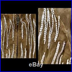 60s Vintage Allyn Jabaly Dress Mod Beaded Pearl Silk Bias Slip Party Dress M