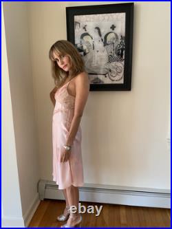 70s Silk Slip Dress Vintage Silk Slip Dress Pink XS