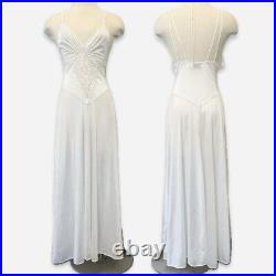 80s Victoria's Secret Silky Nylon White Vintage Bridal Maxi Gown Slip Dress M