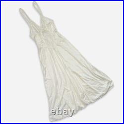 80s Victoria's Secret Silky Nylon White Vintage Bridal Maxi Gown Slip Dress M