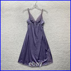 80s Vintage Sears Midi Slip Dress Small 34 Purple Satin Lace Edwardian Victorian