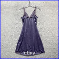 80s Vintage Sears Midi Slip Dress Small 34 Purple Satin Lace Edwardian Victorian