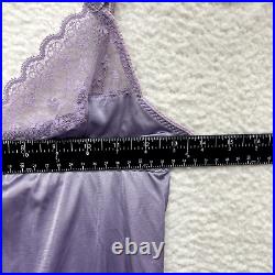 80s Vintage Sears Midi Slip Dress Small 34 Purple Satin Lace Edwardian Victorian