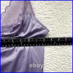 80s Vintage Sears Midi Slip Dress Small 34 Purple Satin Lace Edwardian Victorian