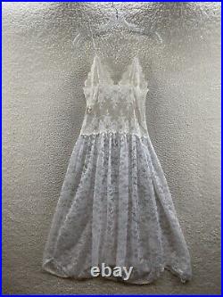80s Vintage Victoria's Secret Dress Gold Label White Lace Nightgown Slip Dress