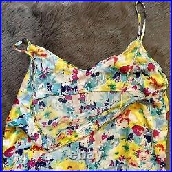 90's Vintage Silk Robert Stock Limited Slip Dress Medium Multi Color Floral M