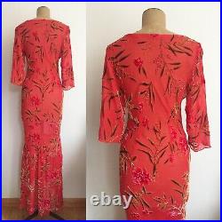 90s Red Rose Velvet Burnout Bias Dress & 60s Lace Nylon Empire Waist Slip Gown