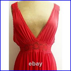 90s Red Rose Velvet Burnout Bias Dress & 60s Lace Nylon Empire Waist Slip Gown