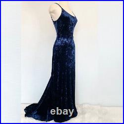 90s Victoria's Secret Velvet Midnight Blue Mermaid Maxi Gown Vintage Slip Dress