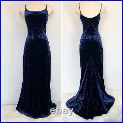 90s Victoria's Secret Velvet Midnight Blue Mermaid Maxi Gown Vintage Slip Dress