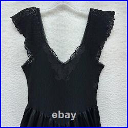 90s Vintage Cinema Etoile Maxi Slip Dress Negligee Peignoir S Small Black Lace