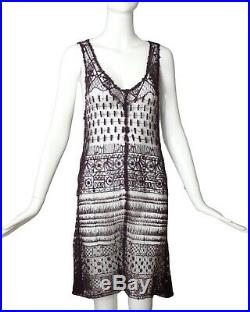 ANN DEMEULEMEESTER-1990s Black Pin Lace Slip Dress, Size-6