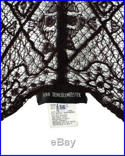 ANN DEMEULEMEESTER-1990s Black Pin Lace Slip Dress, Size-6