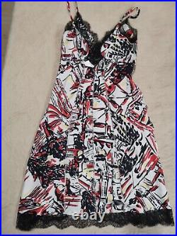 AUTH PRADA SS 2004 vintage abstract print slip-dress 40it