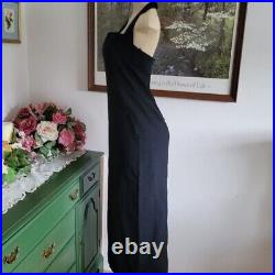 Adele Simpson Black VTG 70's 8 Modern 4 Halter Neck Scattered Rhinestone Gown