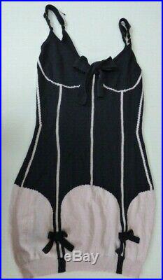 Agent Provocateur mini dress S cashmere knit corset print suspender slip vintage