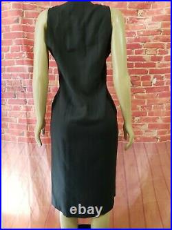 Alan Austin Made In France VTG Sz 10 Black Sleeveless Women's Modest Dress (B6)