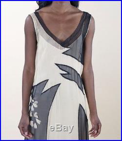 Alberta Ferretti Aeffe Spa Chiffon Slip Dress with Feather Appliqué 1980s Size S
