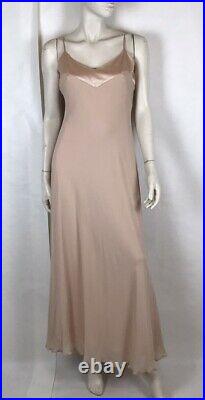 Alberta Ferretti Vintage Y2k Blush Pink Slip Gown Dress S Satin Spaghetti Strap