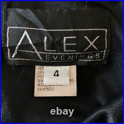 Alex Evenings Dress 4 Vintage Gem Embellished Black Ruffle Hem Midi Slip