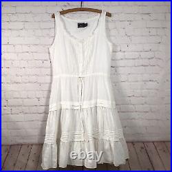 American Living White Petticoat Slip Dress Womans 10 Tiered Ruffled Pintucks