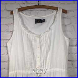 American Living White Petticoat Slip Dress Womans 10 Tiered Ruffled Pintucks