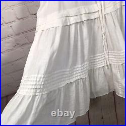 American Living White Petticoat Slip Dress Womans 10 Tiered Ruffled Pintucks