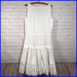 American Living White Petticoat Slip Dress Womans 10 Tiered Ruffled Pintucks