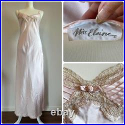 American Vintage Petit Rose And Lace Switching Silk Satin Slip Dress