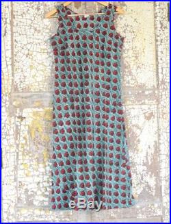 Anokhi Maxi Dress Vintage Hand Block Print Cotton Red Dress with Slip