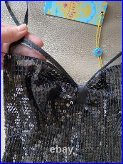 Anthropologie Tracy Reese $324 Y2K Vintage Black Sheer Tulle Sequin Dress LBD 2