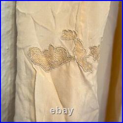 Antique 1920 1930s Small Peach Silk Slip Teddy Lace Lingerie Chemise Night Gown