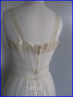Antique 1920's Elegant Thin Net Lace Slip Dress All Original Sexy Candlelight