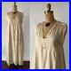 Antique 1920s Beige Silk Slip Dress Lingerie Chemise Night Gown Embroidered S M