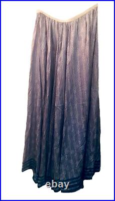 Antique 1920s Handmade French Blue Edwardian Maxi Petticoat Silk Slip Skirt M