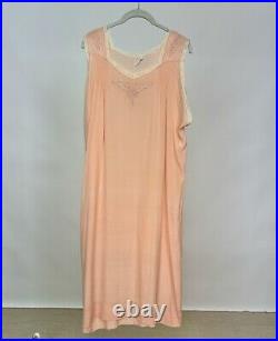 Antique 1920s Light Pink Silk Chemise Embroidered Slip France J. L. Hudson AS IS