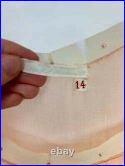 Antique 1920s Light Pink Silk Chemise Embroidered Slip France J. L. Hudson AS IS