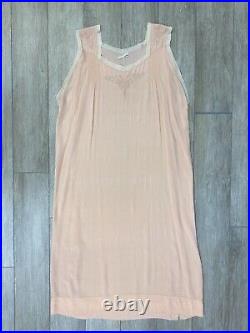 Antique 1920s Light Pink Silk Chemise Embroidered Slip France J. L. Hudson AS IS