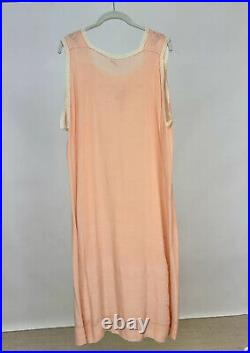 Antique 1920s Light Pink Silk Chemise Embroidered Slip France J. L. Hudson AS IS