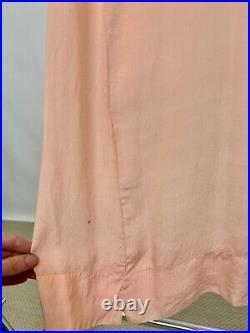 Antique 1920s Light Pink Silk Chemise Embroidered Slip France J. L. Hudson AS IS