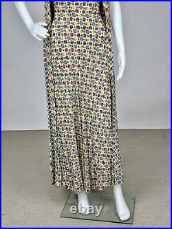 Antique 1930s 1940s Floral Print Rayon Slip & Dressing Robe Pink Blue green