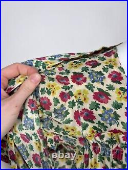 Antique 1930s 1940s Floral Print Rayon Slip & Dressing Robe Pink Blue green