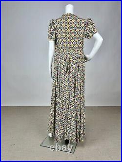 Antique 1930s 1940s Floral Print Rayon Slip & Dressing Robe Pink Blue green