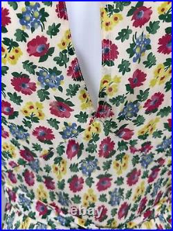 Antique 1930s 1940s Floral Print Rayon Slip & Dressing Robe Pink Blue green