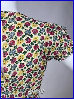 Antique 1930s 1940s Floral Print Rayon Slip & Dressing Robe Pink Blue green