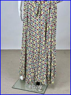 Antique 1930s 1940s Floral Print Rayon Slip & Dressing Robe Pink Blue green