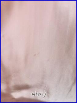 Antique 1930s 1940s Pink Rayon Slip Dress Night gown Full Length Lace Trim AS IS