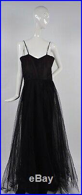 Antique 1930s Layered Long Black Tulle Slip For Dress / Gown